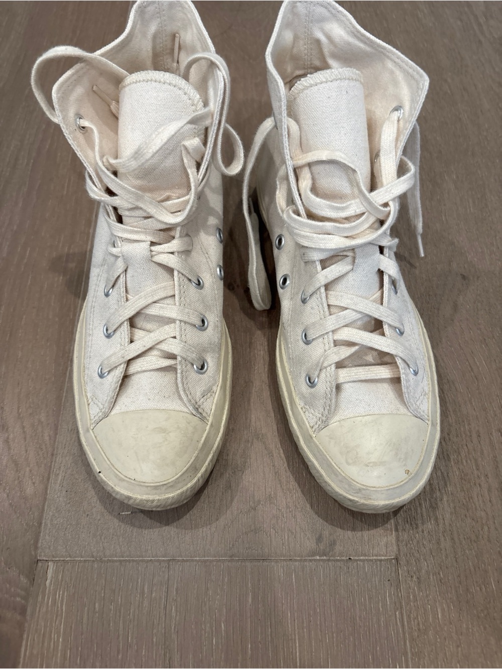 Shoes Like Pottery Classic High-Top Canvas Sneakers in Cream